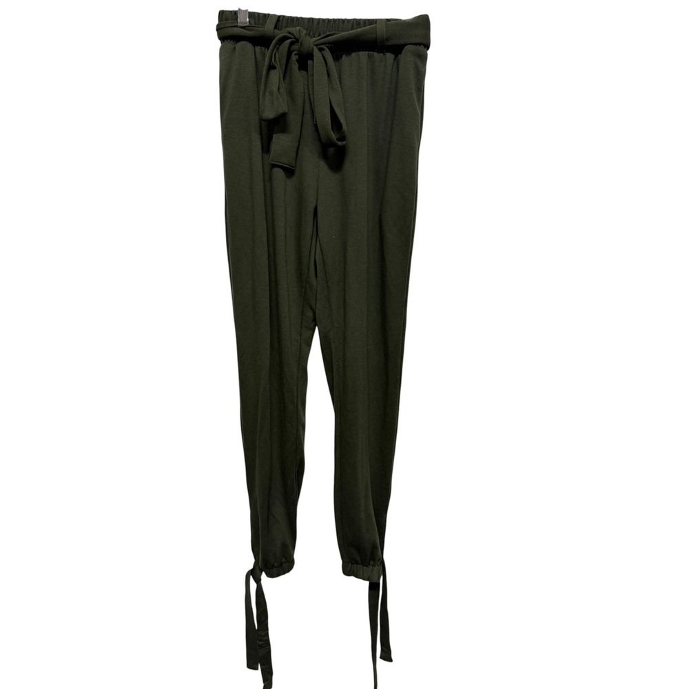 Fashion Nova Olive Green Pull On Jogger Pants Tie Ankle Belted Stretch